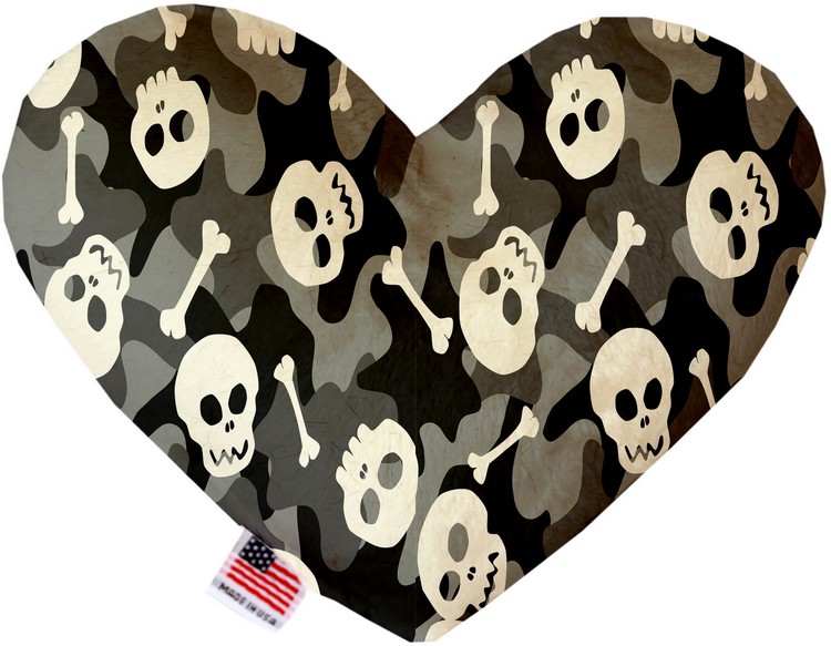 Gray Camo Skulls 6 inch Stuffing Free Heart Dog Toy